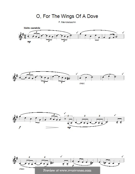 Hör mein Bitten (Hear My Prayer), WoO 15: O for the Wings of a Dove, for clarinet by Феликс Мендельсон-Бартольди