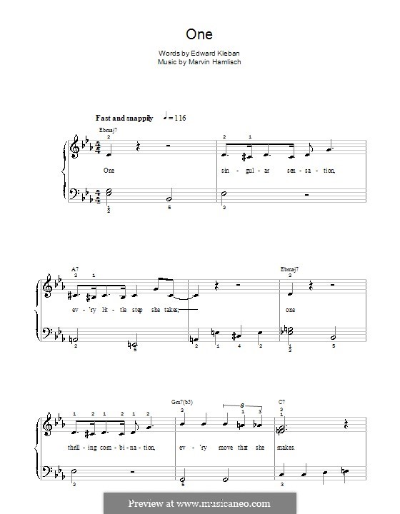 One (from A Chorus Line): Для фортепиано (легкий уровень) by Marvin Hamlisch