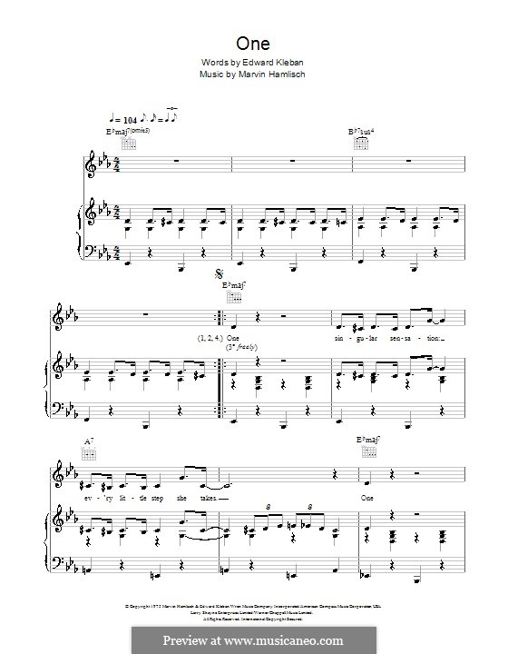 One (from A Chorus Line): Для голоса и фортепиано by Marvin Hamlisch