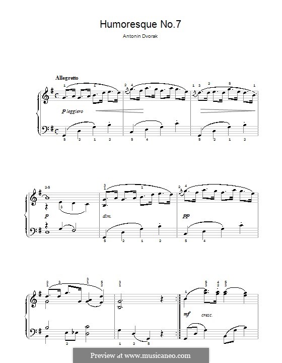 No.7 in G Flat Major (Printable scores): Version in G Major, for easy piano by Антонин Дворжак