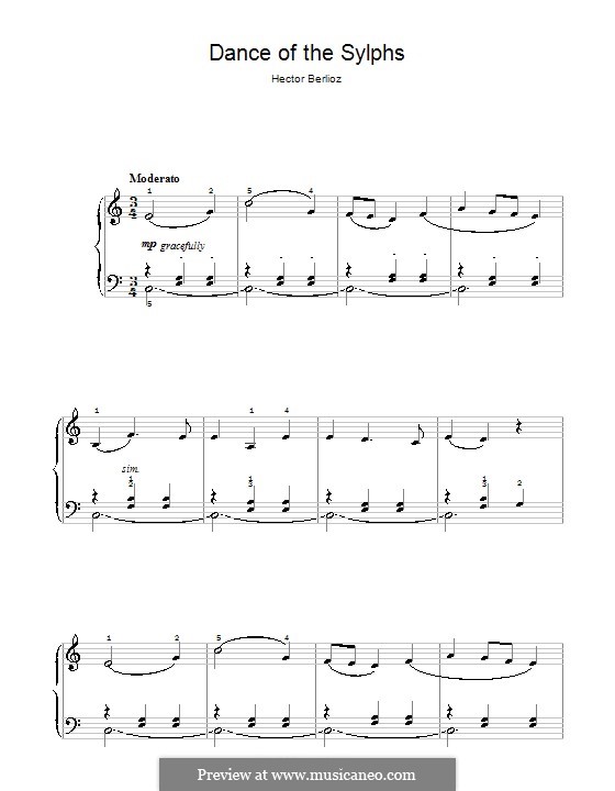 Осуждение Фауста, H.111 Op.24: Танец сильфов, для фортепиано by Гектор Берлиоз