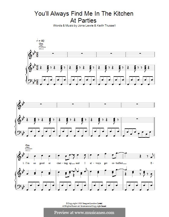 You'll Always Find Me in the Kitchen at Parties: Для голоса и фортепиано (или гитары) by Jona Lewie, Keith Trussell