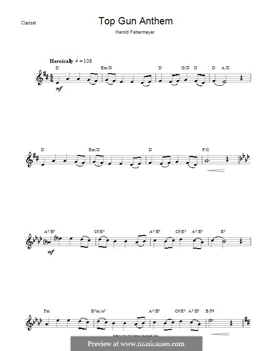 Top Gun (Anthem): Для кларнета by Harold Faltermeyer