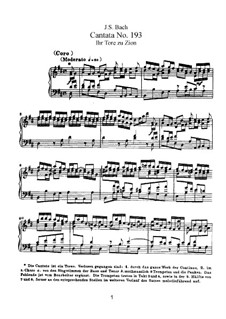 Ihr Tore zu Zion, BWV 193: Клавир с вокальной партией by Иоганн Себастьян Бах