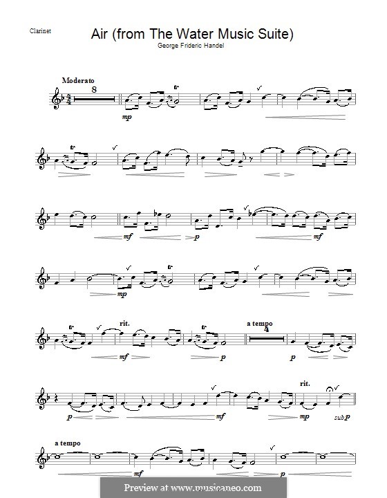 Сюита No.1 фа мажор – Ария, HWV 348: Для кларнета by Георг Фридрих Гендель