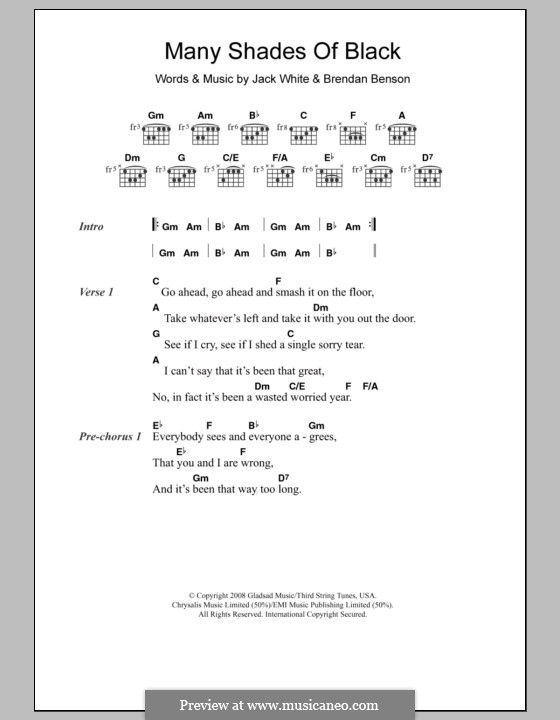 Many Shades of Black (The Raconteurs): Текст, аккорды by Brendan Benson, Jack White