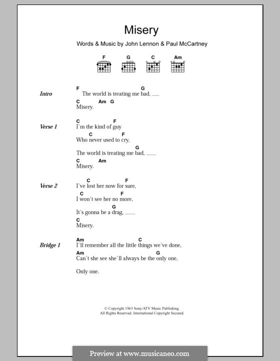 Misery (The Beatles): Текст, аккорды by John Lennon, Paul McCartney