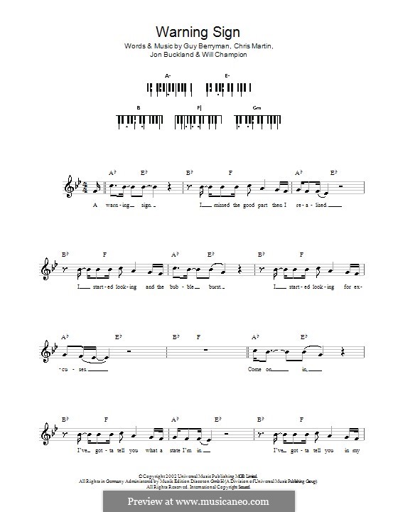 Warning Sign (Coldplay): Клавишный инструмент by Chris Martin, Guy Berryman, Jonny Buckland, Will Champion