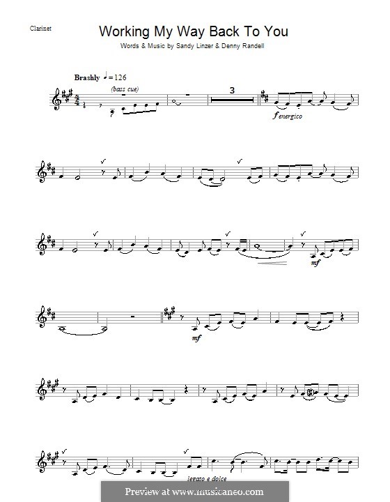 Working My Way Back To You: Для кларнета by Denny Randell, Sandy Linzer