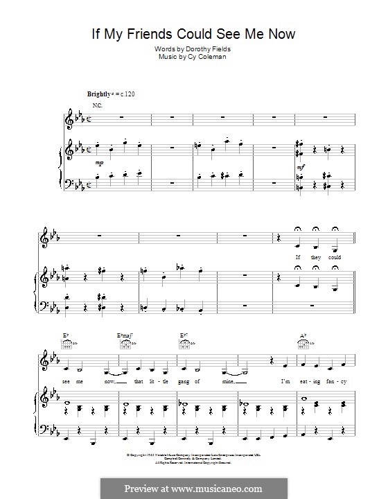 If My Friends Could See Me Now (from Sweet Charity): Для голоса и фортепиано by Cy Coleman