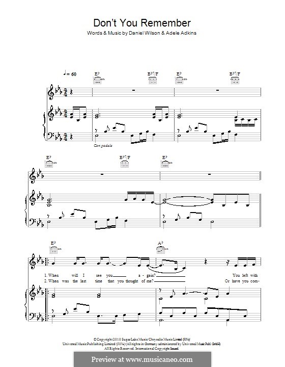 Don't You Remember: Для голоса и фортепиано (или гитары) by Adele, Daniel Wilson