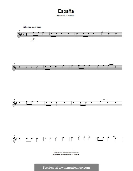 Испания : Theme. Version for flute by Эммануэль Шабрие