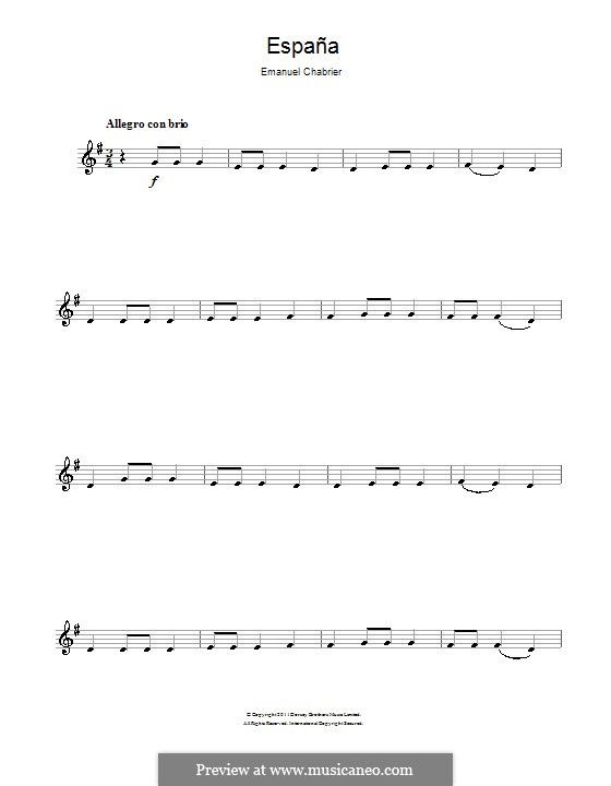 Испания : Theme. Version for clarinet by Эммануэль Шабрие