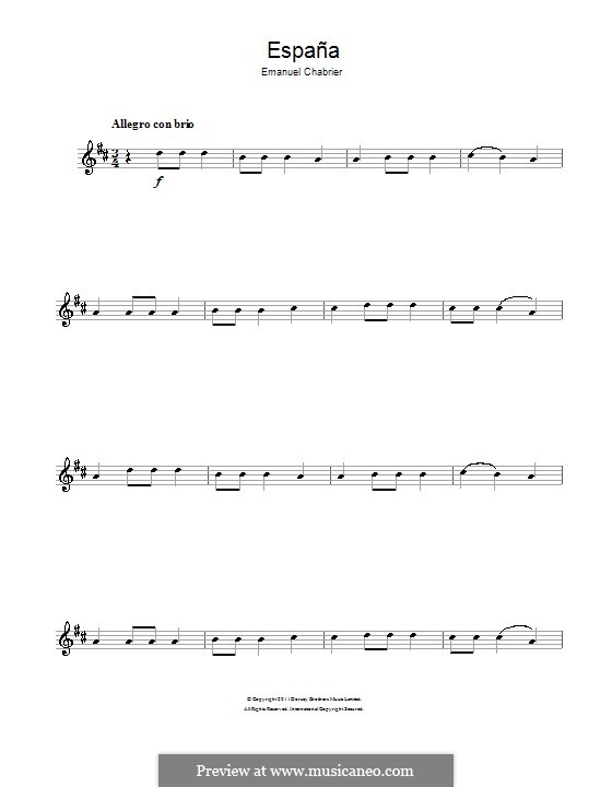 Испания : Theme. Version for alto saxophone by Эммануэль Шабрие
