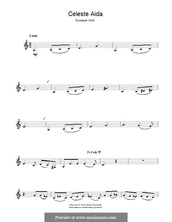 Celeste Aida: Для кларнета by Джузеппе Верди