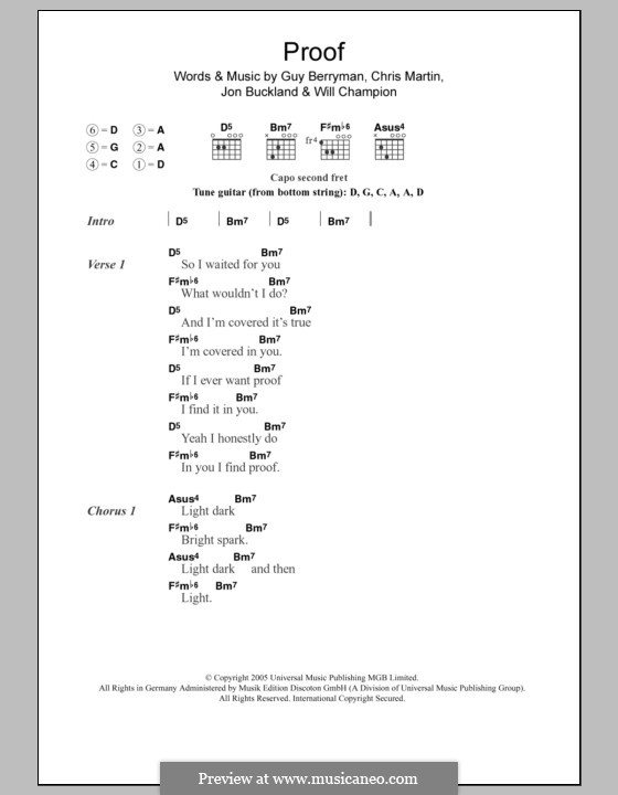 Proof (Coldplay): Текст, аккорды by Chris Martin, Guy Berryman, Jonny Buckland, Will Champion