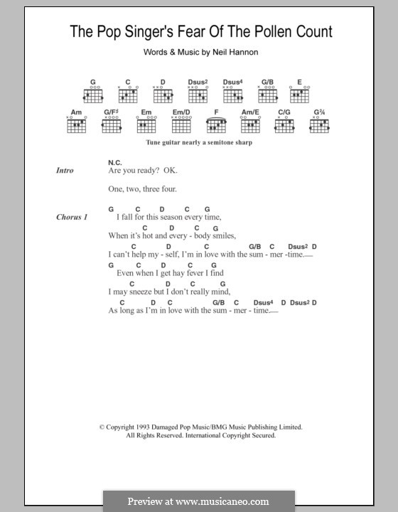 The Pop Singer's Fear of the Pollen Count (The Divine Comedy): Текст, аккорды by Neil Hannon