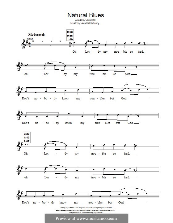 Natural Blues: Для блокфлейты by Moby, Vera Hall