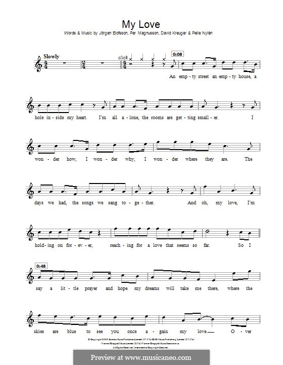 My Love (Westlife): Для скрипки by David Kreuger, Jörgen Kjell Elofsson, Pelle Nylén, Per Magnusson