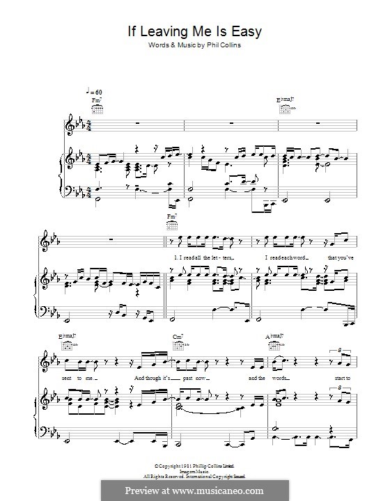 If Leaving Me Is Easy: Для голоса и фортепиано (или гитары) by Phil Collins