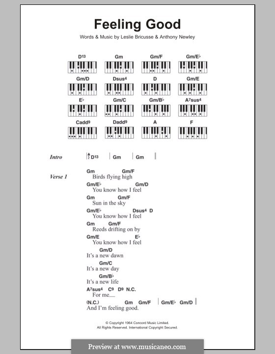 Feeling good рингтон. Feeling good аккорды для фортепиано. Feeling good аккорды. Feeling good текст. Feeling good аккорды пианино.