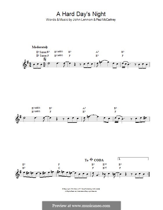 A Hard Day's Night (The Beatles): Для саксофона by John Lennon, Paul McCartney