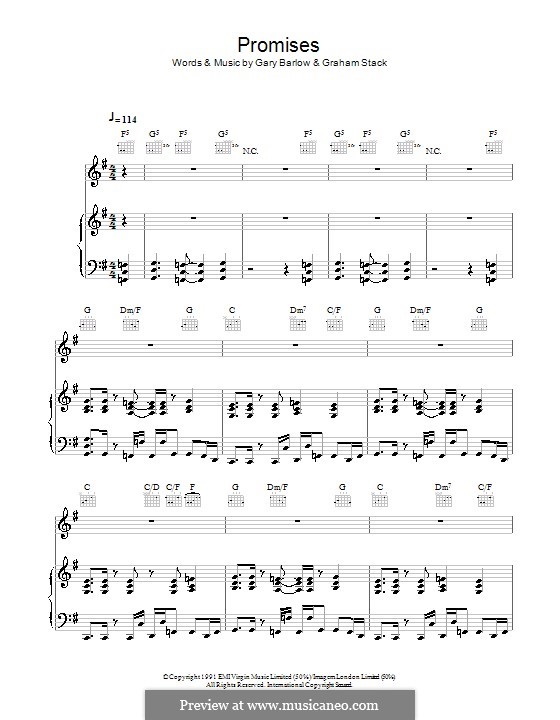 Promises (Take That): Для голоса и фортепиано (или гитары) by Gary Barlow, Graham Stack