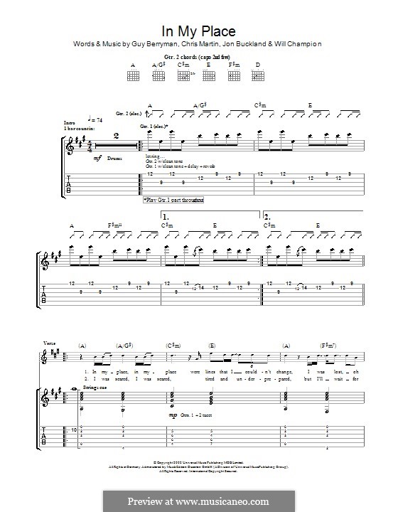 In My Place (Coldplay): Для гитары by Chris Martin, Guy Berryman, Jonny Buckland, Will Champion
