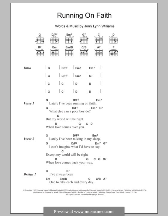 Running on Faith (Eric Clapton): Текст и аккорды by Jerry Lynn Williams
