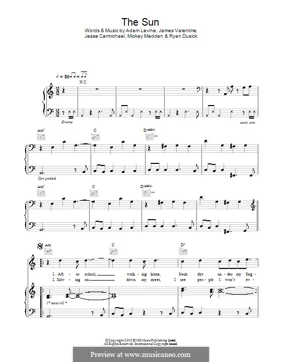 The Sun (Maroon 5): Для голоса и фортепиано (или гитары) by Adam Levine