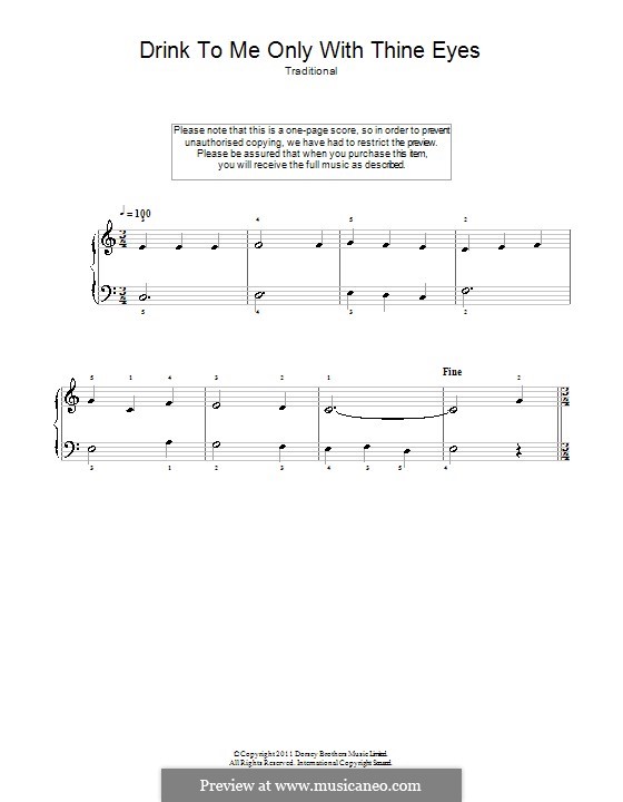 Drink to Me Only with Thine Eyes: Для фортепиано (легкий уровень) by folklore