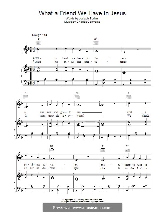 What a Friend We Have in Jesus (Printable): For voice and piano (or guitar) F Major by Charles Crozat Converse