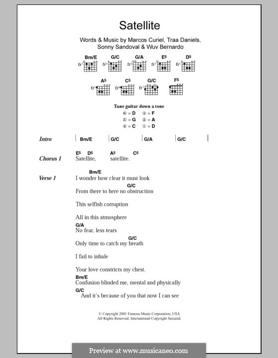 Satellite (P.O.D.): Текст, аккорды by Sonny Sandoval, Traa Daniels, Wuv Bernardo, Marcos Curiel