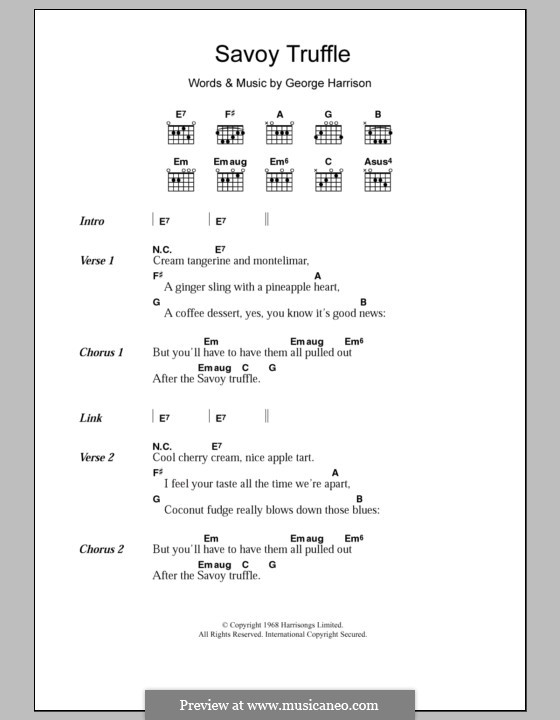 Savoy Truffle (The Beatles): Текст, аккорды by George Harrison