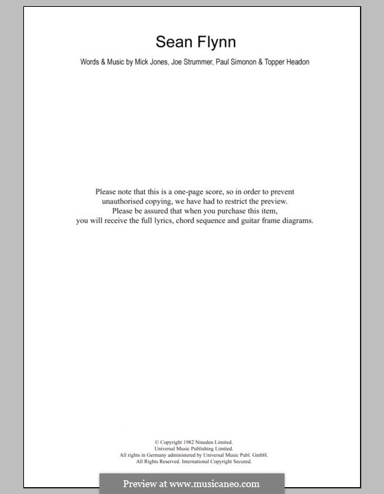 Sean Flynn (The Clash): Текст, аккорды by Joe Strummer, Mick Jones, Paul Simonon, Topper Headon