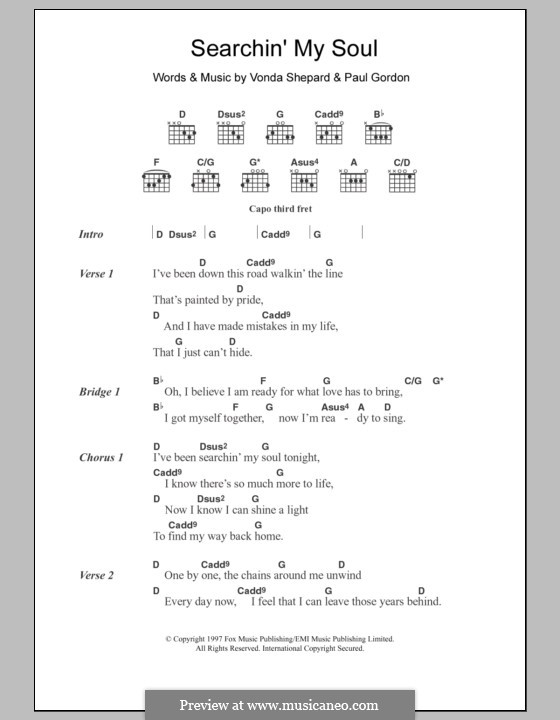 Searchin' My Soul (theme from Ally McBeal): Текст, аккорды by Paul Gordon, Vonda Shepard