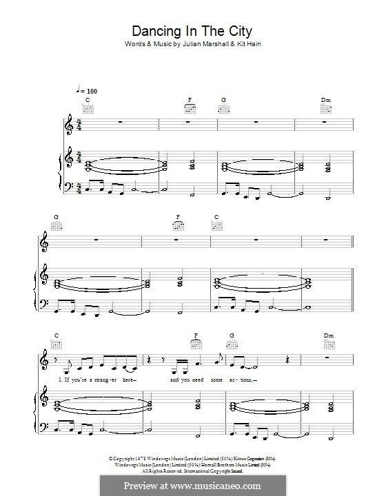Dancing in the City (Marshall Hain): Для голоса и фортепиано (или гитары) by Julian Marshall, Kit Hain
