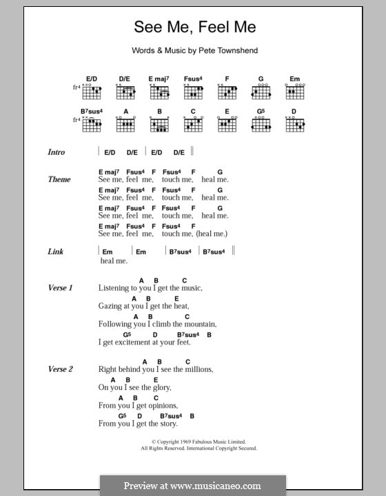 See Me, Feel Me (The Who): Текст, аккорды by Peter Townshend