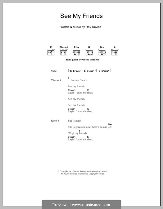 See My Friends (The Kinks): Текст, аккорды by Ray Davies