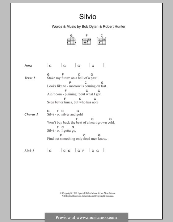 Silvio: Текст, аккорды by Bob Dylan, Robert Hunter