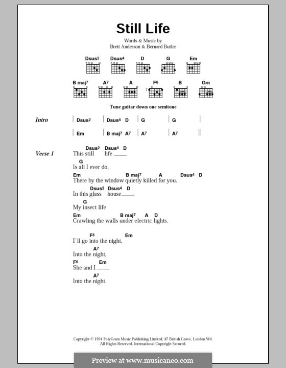 Still Life (Suede): Текст и аккорды by Bernard Butler, Brett Anderson