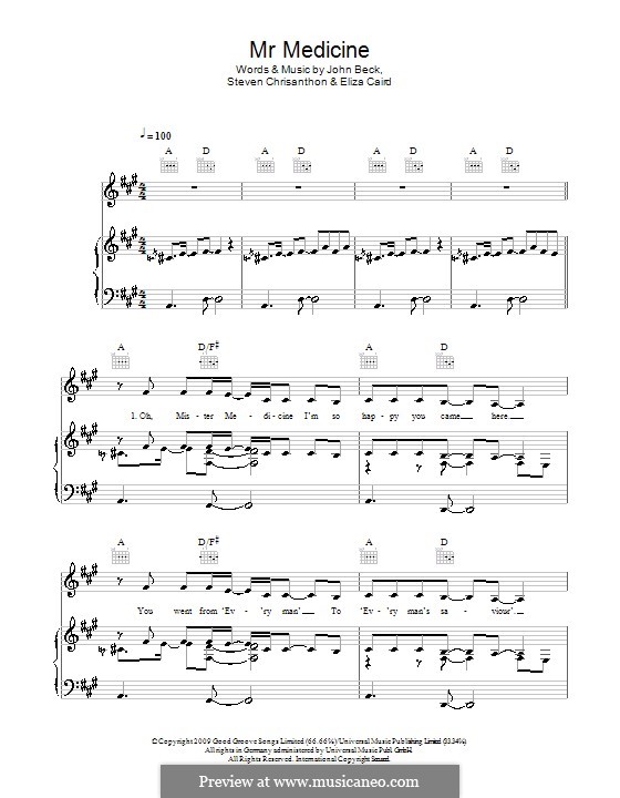 Mr Medicine (Eliza Doolittle): Для голоса и фортепиано (или гитары) by Eliza Caird, John Beck, Steven Chrisanthou