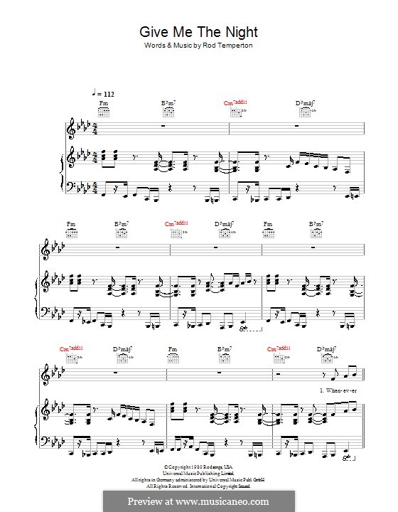 Give Me the Night: Для голоса и фортепиано (или гитары) by Rod Temperton