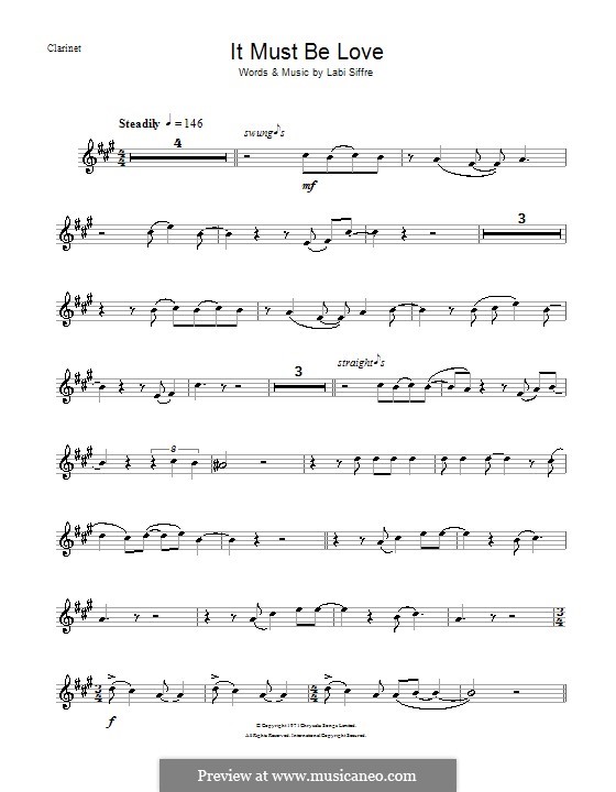 It Must Be Love (Madness): Для кларнета by Labi Siffre