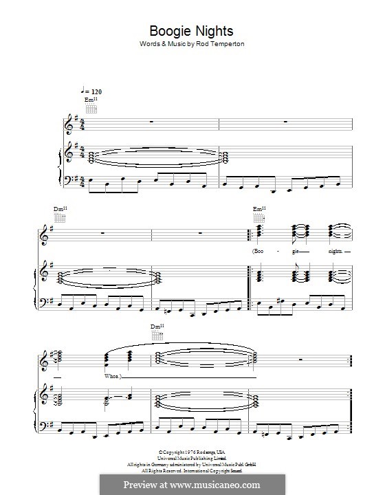 Boogie Nights: Для голоса и фортепиано (или гитары) by Rod Temperton