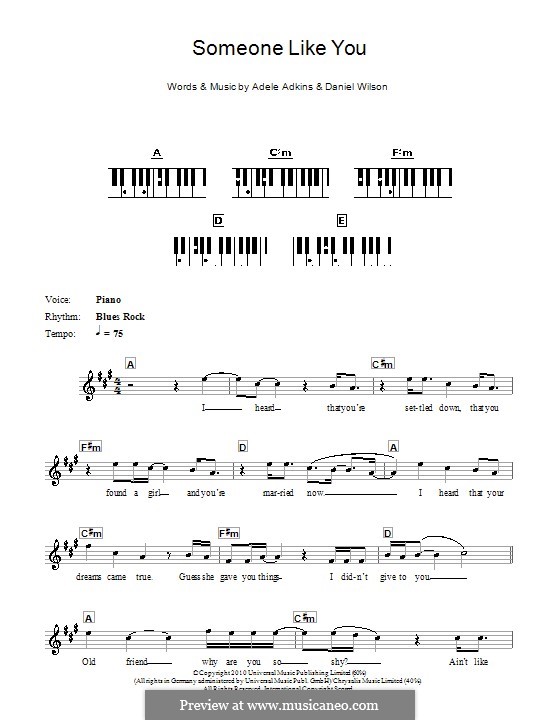 Someone Like You: Для клавишного инструмента by Adele, Daniel Wilson