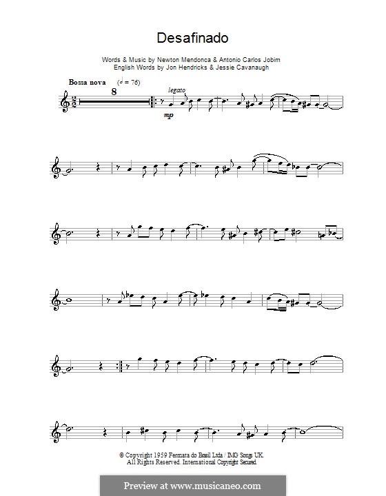 Desafinado (Slightly Out of Tune): Для альтового саксофона by Antonio Carlos Jobim
