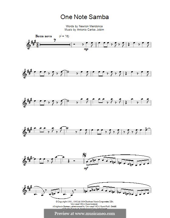 One Note Samba (Samba De Uma Nota): Для кларнета by Antonio Carlos Jobim
