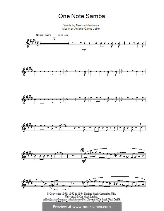 One Note Samba (Samba De Uma Nota): Для альтового саксофона by Antonio Carlos Jobim