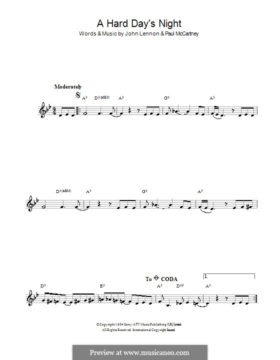 A Hard Day's Night (The Beatles): Для кларнета by John Lennon, Paul McCartney